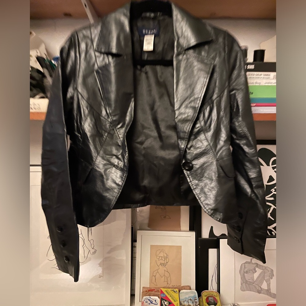 Guess Jeans Cropped Leather Blazer